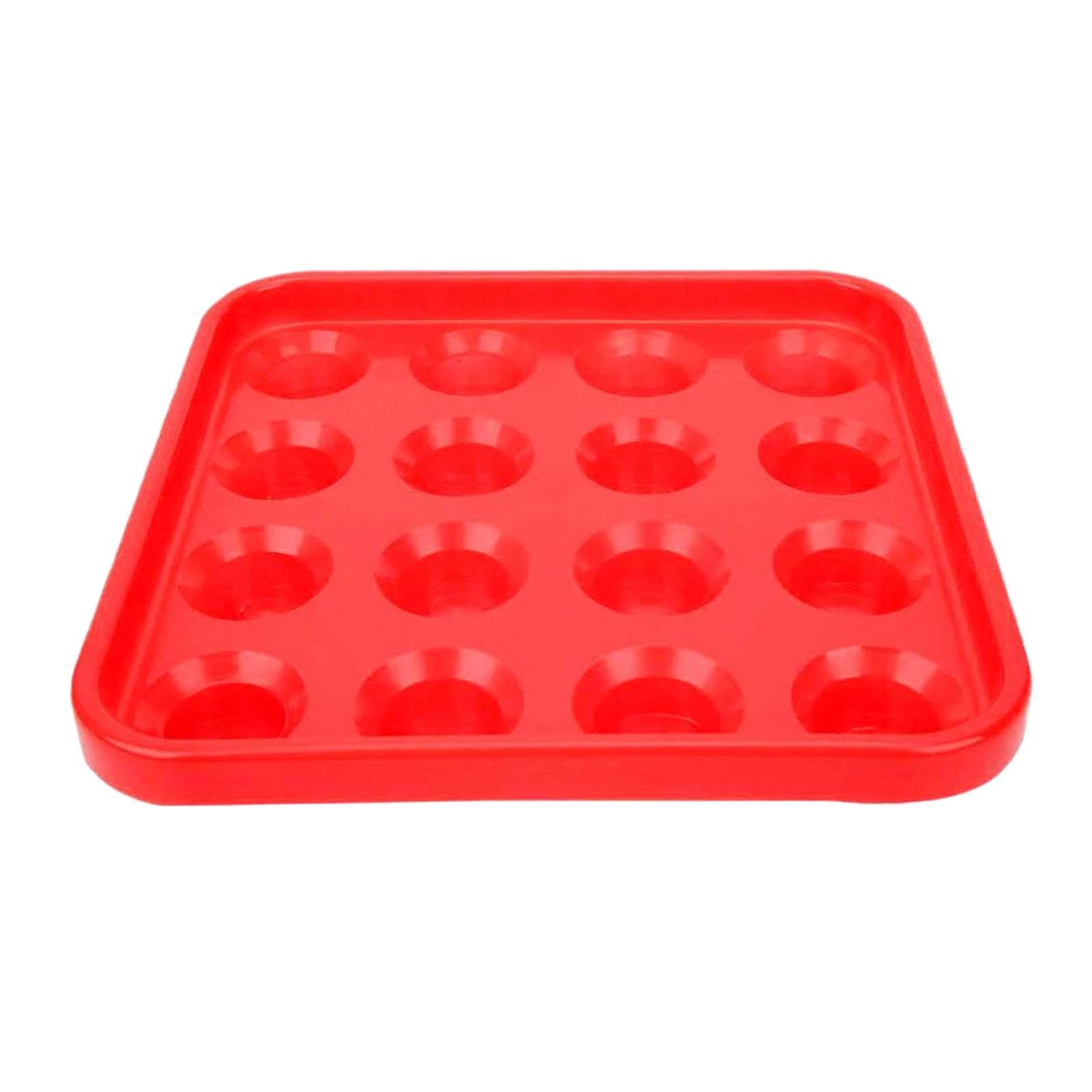 Ioensy - Organizadores De Bandejas Para Bolas De Billar, 16 Agujeros, Accesorios Duraderos Para Mesa De Billar, Color Rojo