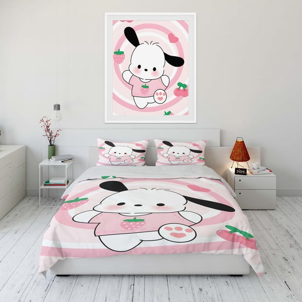 Kawaii Pochacco Printed Soft Bedding Set Cartoon Anime Duvet Cover Comforter Cover Boys Girls Children Adults Twin King