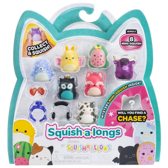 Mini-Squish Squish-a-Longs, paquete de 8 unidades, serie 4 Wave 2 con accesorios