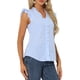 thumbnail image 4 of INSPIRE CHIC Blusa de Cuadros para Mujer de Regreso a Clases con Cuello en V y Mangas con Volantes Azul Talla L, 4 of 6