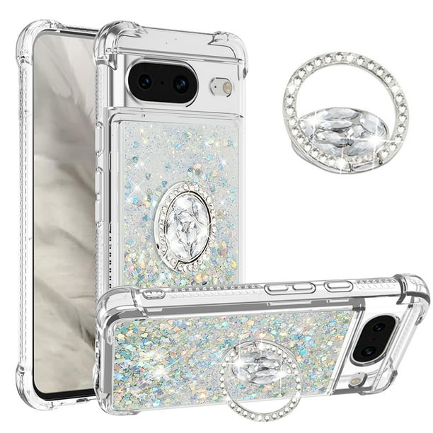 Funda Para Google Pixel 8 Con Brillo Líquido, Protección Completa Y Soporte De Anillo Giratorio