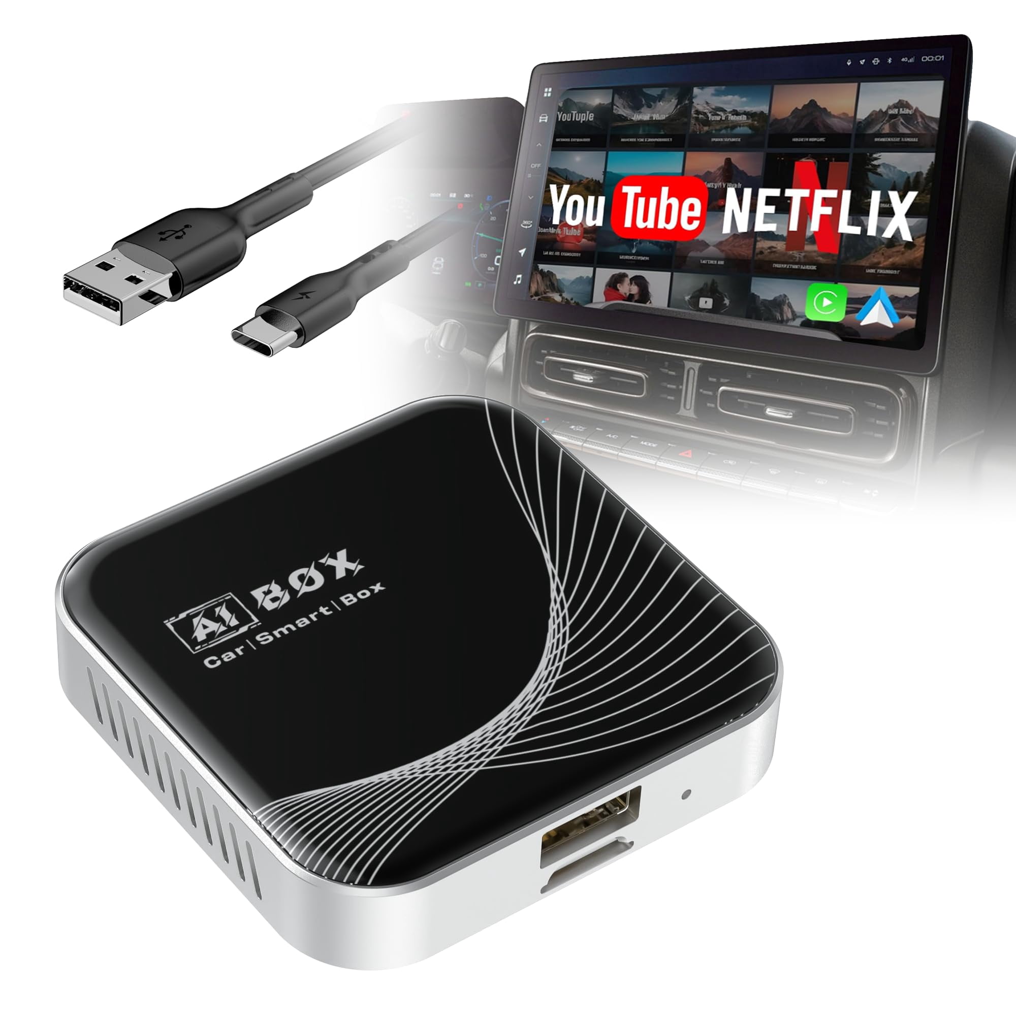 Adaptador Automático Inalámbrico Para Carplay Y Android Terunsoul 3 En 1