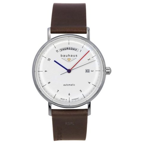Bauhaus - Reloj Automático Para Hombre Clásico Correa De Cuero Dial Blanco 21621