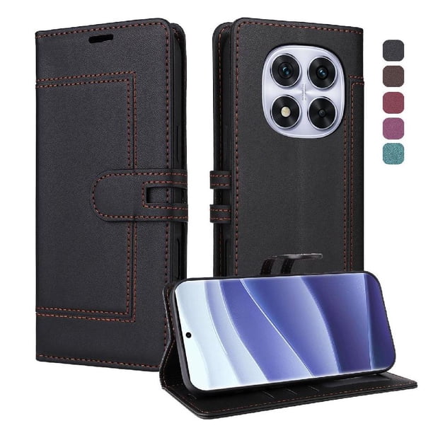 Premium Wallet Case for Xiaomi Redmi Note 14 Pro with Card Slots & Kickstand, Flip Cover Black
