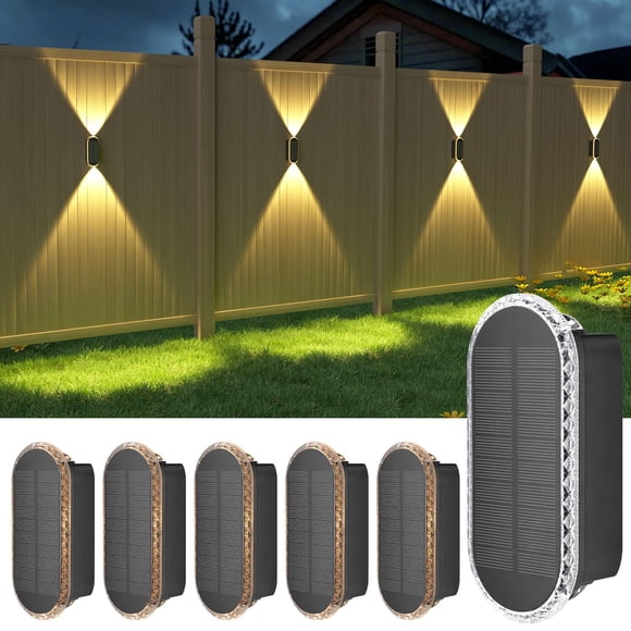 Luces solares para vallas Ellasay, paquete de 6 unidades, impermeables, IP65, 12 h