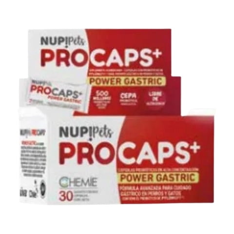Chemie Vet Sup Alim - Nup Pets Procaps Power Gastric Perro Gato 2 Capsulas X 30 Sachet