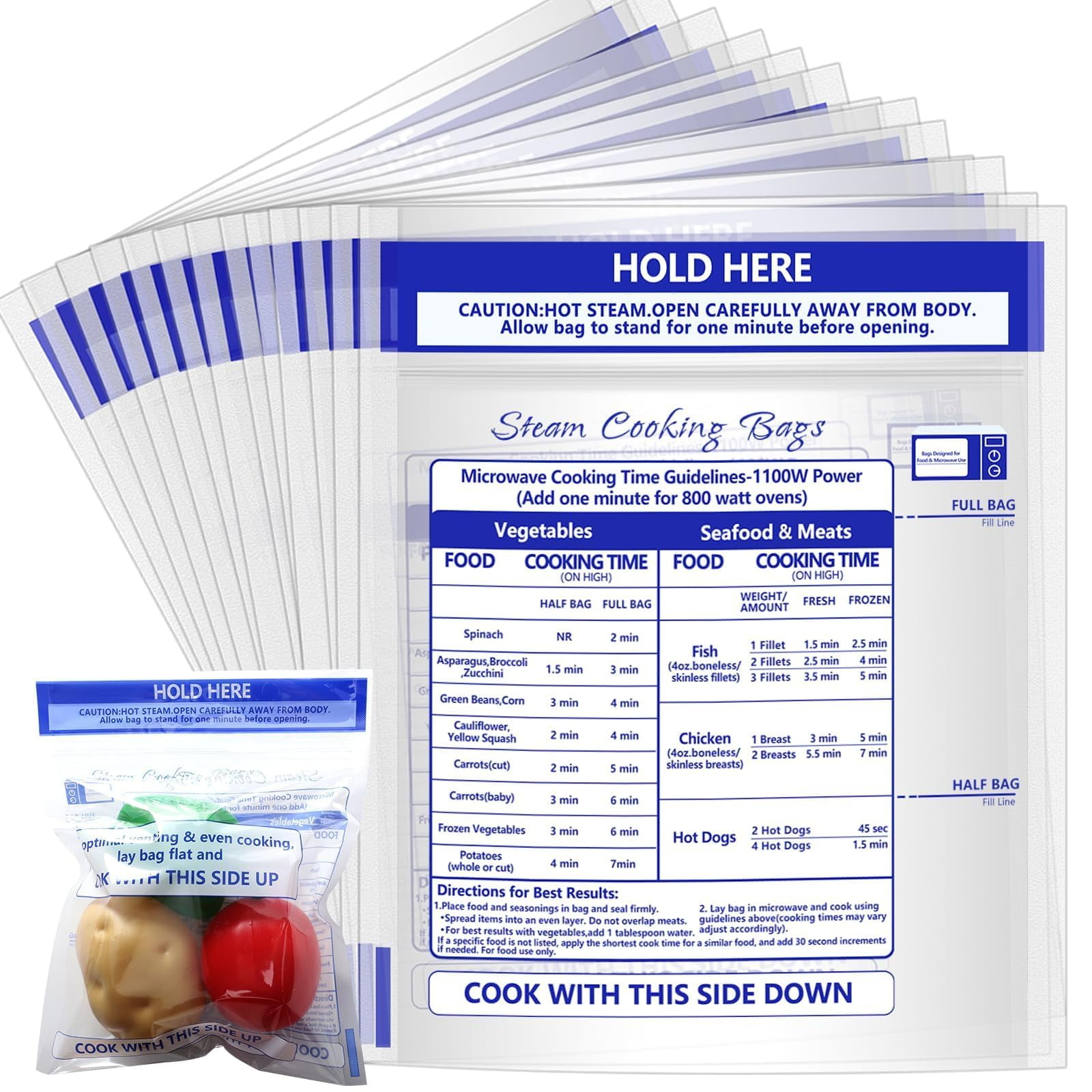 Bolsas Para Cocinar Al Vapor Para Microondas Sel Natural, 24 Unidades