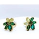 thumbnail image 2 of Aros Apegados, Flor Verde Estilo Cristal Austriaco Plata 925 Verde, 2 of 5
