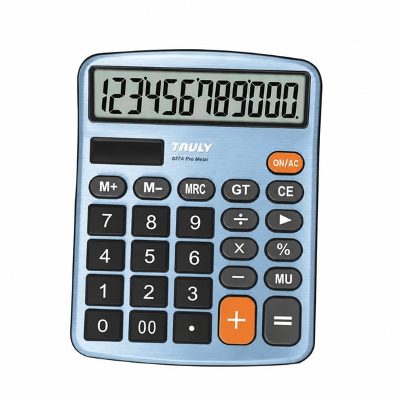 Calculadora TRULY 837A Pro de 12 dígitos, doble alimentación, metal