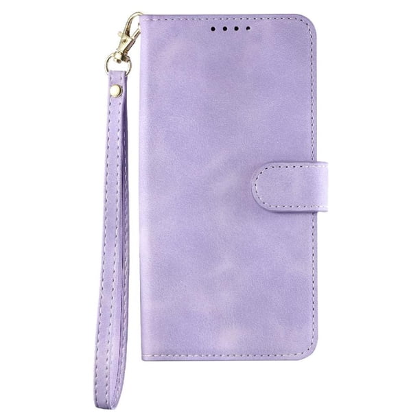 Funda Cartera para iPhone 14 Tapa con Ranuras, Soporte y Correa Morado