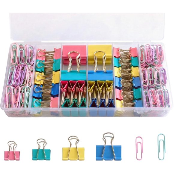 Set de Clips y Sujetapapeles LINGMINTONG 276 piezas Colores Surtidos