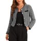 thumbnail image 1 of INSPIRE CHIC Traje de Maestra para el Regreso a Clases de Mujer, Chaqueta de Tweed de Manga Larga con Cuello Redondo y Cierre Frontal de Botones, Talla L, Negro-Blanco, 1 of 6