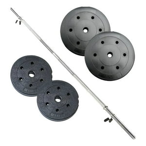 Linea Sport - Barra Preolímpica 120 Cm Cromada Con 25 Kg En Discos Pvc