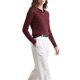 thumbnail image 4 of INSPIRE CHIC Suéter de Polo de Mujer con Cuello en V de Manga Larga de Punto Cable Base Capa Otoño Invierno Casual Top de Punto Acanalado Talla X Grande Burdeos, 4 of 6