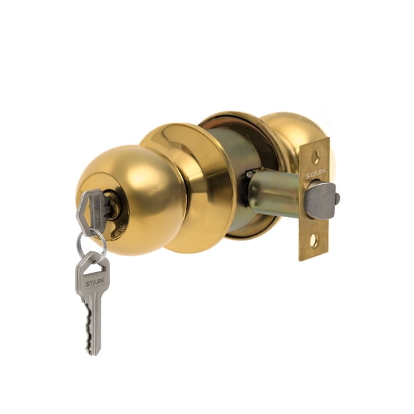 Cerradura de pomo cilíndrica, Oficina -Dormitorio. (Bronce pulido). SKU: SDP10-PB
