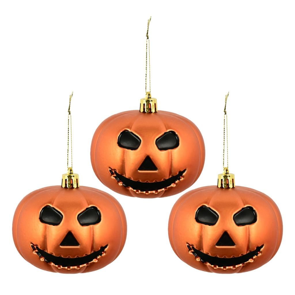 Magideal - 3 Calabazas Colgantes Para Halloween, Suministros Para Fiestas, Adornos Navideños, Bolas Colgantes Para Halloween, Decoración Del Hogar Al Aire Libre Naranja Mate