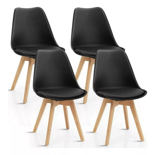4und Silla de comedor Tulip Acolchada - Negro