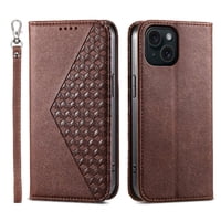 Funda Flip Foxdock Para Iphone 15 , Estilo Billetera Con Diseño Rombo, Correa De Mano Y Soporte, Uso Diario