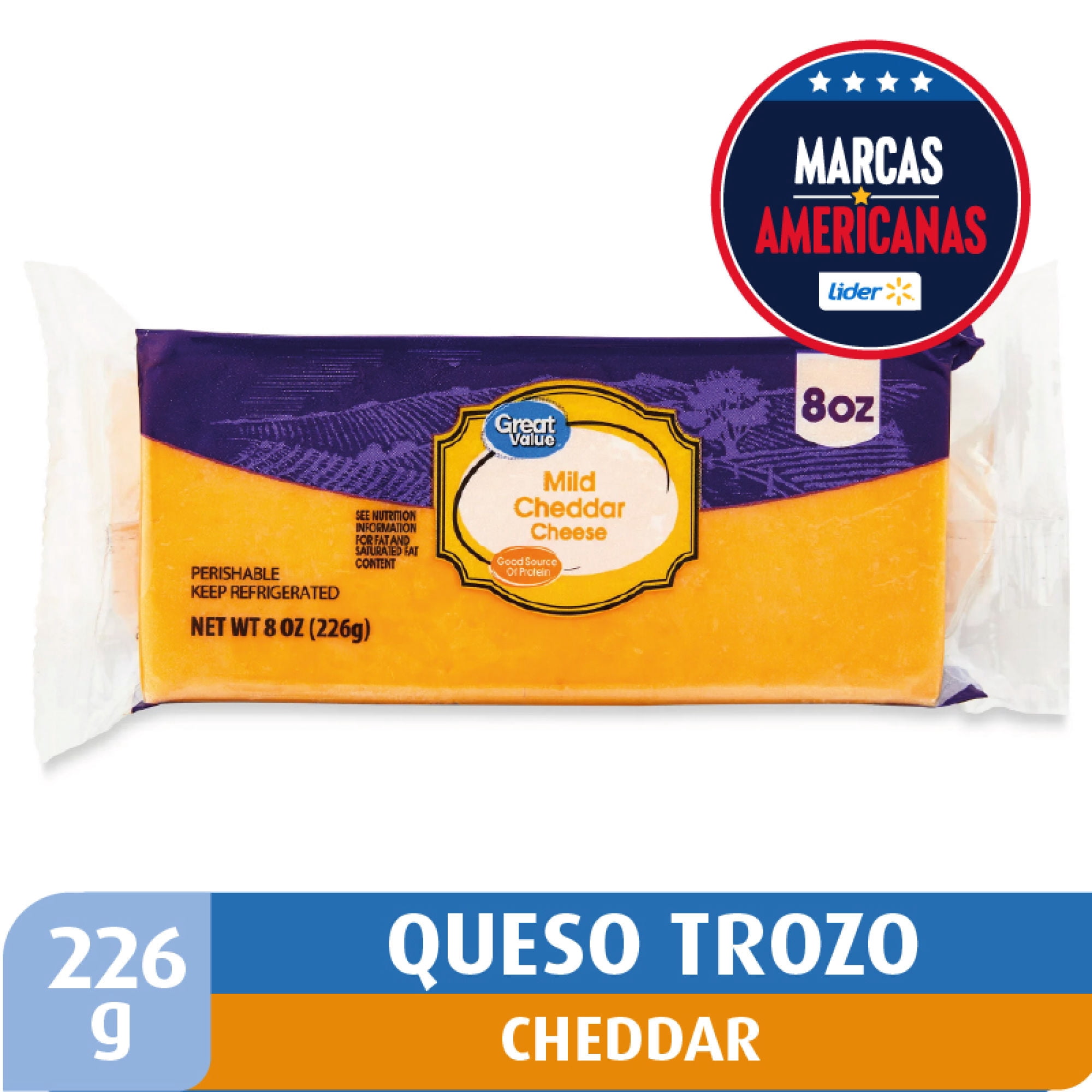Queso Cheddar Trozo Coctel 226 g Great Value