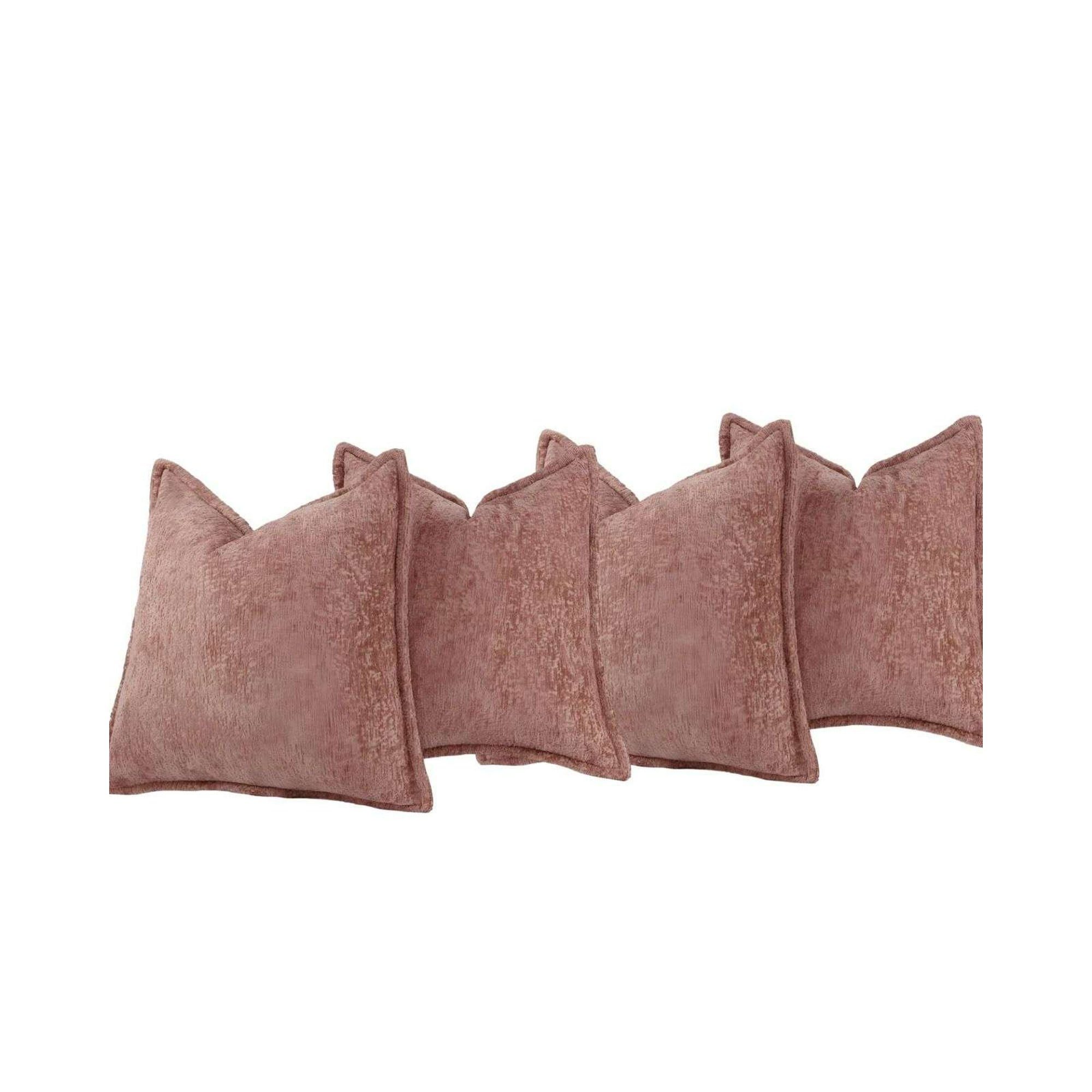 Genérico - Set De 4 Fundas De Cojin Chenille 45x45 Rosa