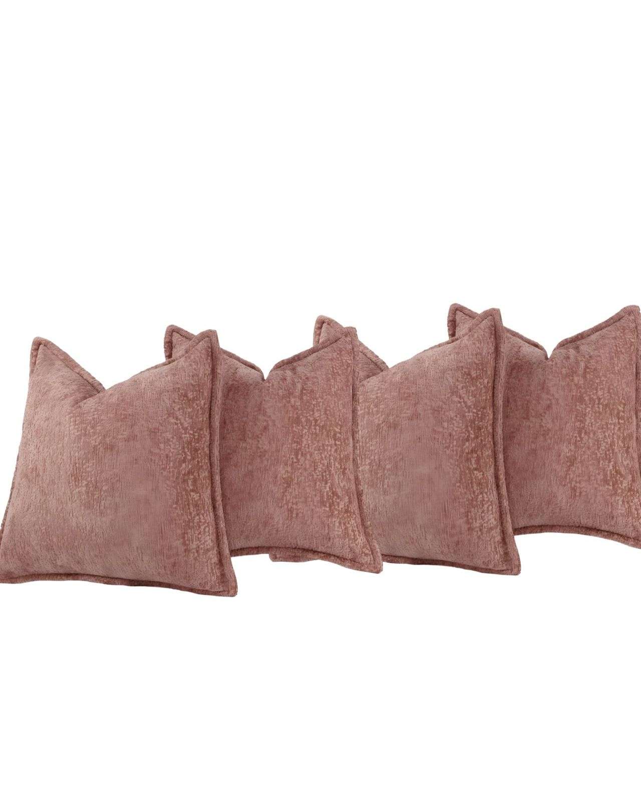 Genérico - Set De 4 Fundas De Cojin Chenille 45X45 Rosa