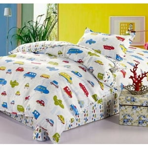 Milsleep - Transportation City Cars & Airplanes Ropa De Cama Para Niños Juego De Funda Nórdica Doble Blanco