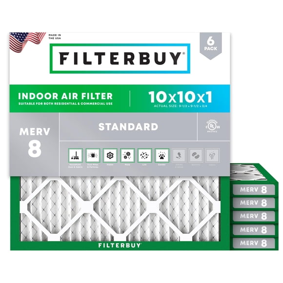 Filtro De Aire Merv 8 De 10 X 10 X 2 Cm Para Hvac (paquete De 6)