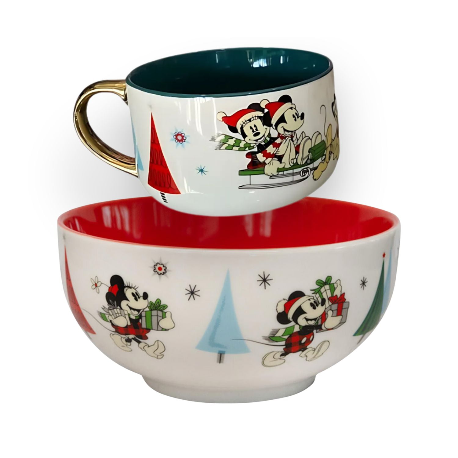 Disparo - Set Tazon Bowl Diseño Navidad Ratones Trineo Perro Dibujos Animados