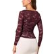 thumbnail image 3 of INSPIRE CHIC Bolero de Encaje Floral para Mujer con Dobladillo Volante, Cárdigan Corto con Lazo Frontal, Ligero para el Verano, Color Burdeos XS, 3 of 7