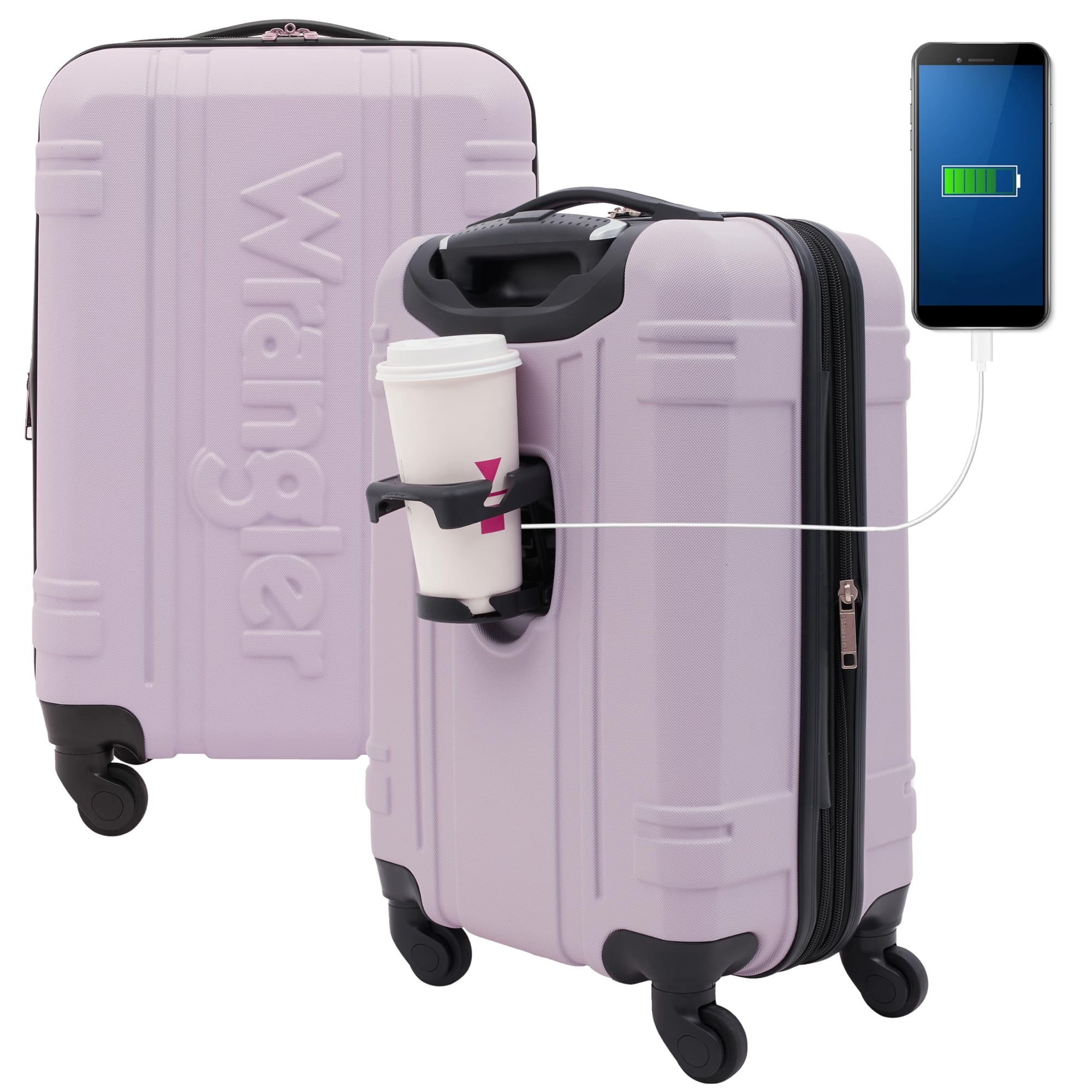 Luggage Wrangler Astral Lilac Con Tapa Dura, 50 Cm, Con Portavasos