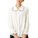 thumbnail image 2 of Edición INSPIRE CHIC Camisas de trabajo con cuello Peter Pan con volantes dulces para mujer M Blanco, 2 of 8