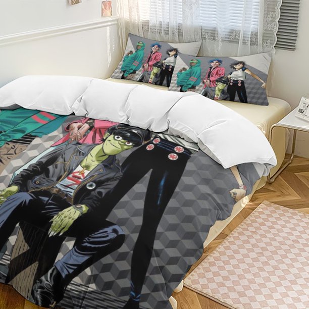 x477 Gorillaz 3-Piece Bedding Set Warm And Comfortable Soft Duvet Cover Bed Set with 1 Duvet Cover And 2 Pillowcases for Bedroom b477