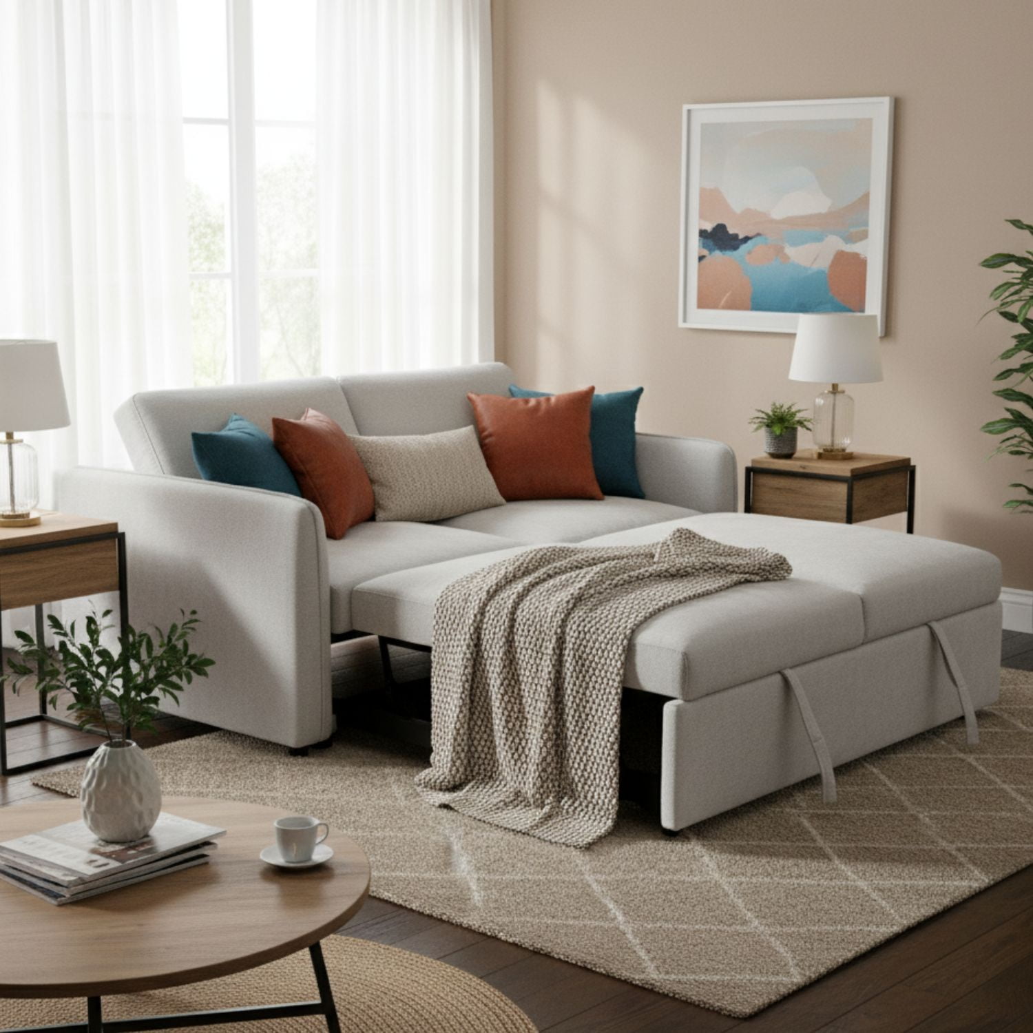 Daniels - Sofá Cama 2 Cuerpos Moderno New Dallas Beige