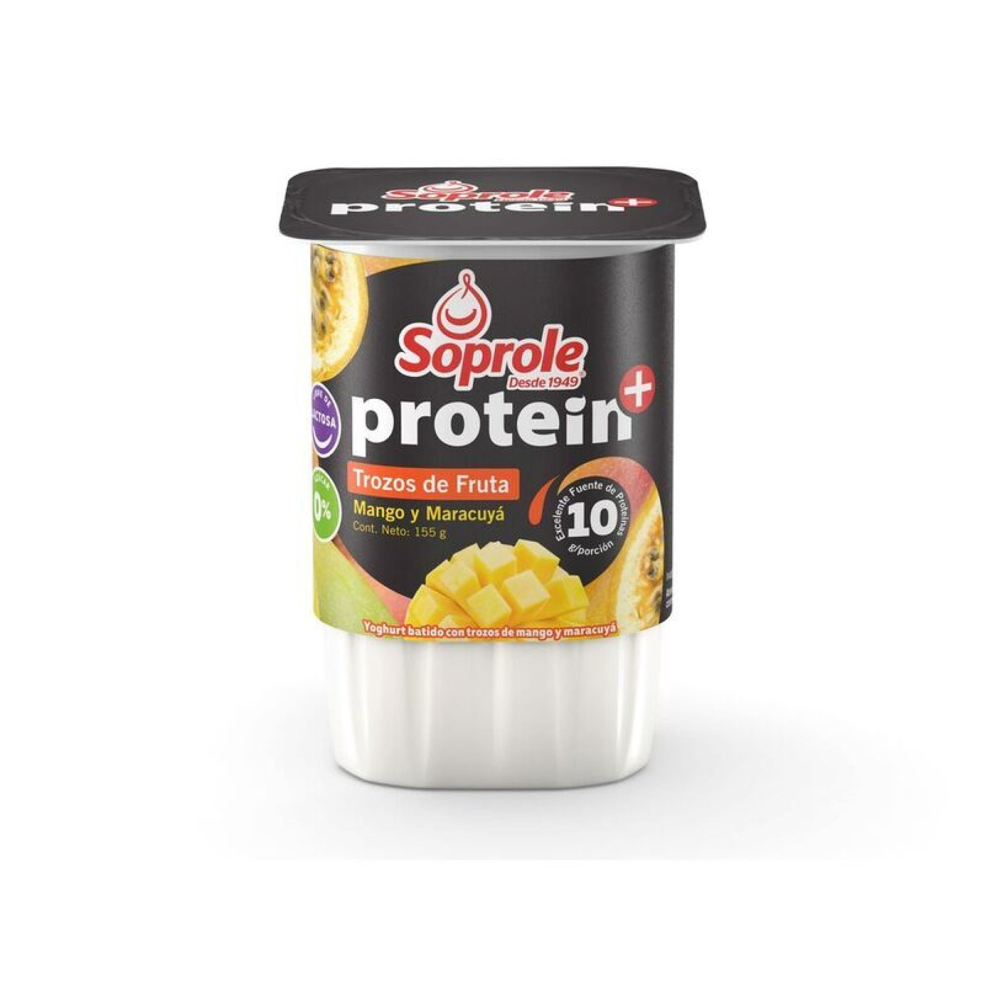 Yoghurt Protein Con Trozos Sabor Mango Maracuyá Pote 155 gr Soprole