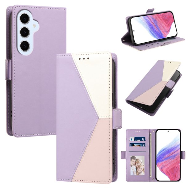 Funda Cartera Tricolor para Samsung Galaxy S26 FE con Soporte, Morado