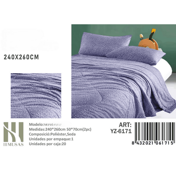 Plumon Con Diseño Azul King Imusa 260x240cm