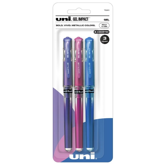 Bolígrafos Uni-Ball Signo Gel Impact Bold Point, 1 mm, paquete de 3