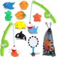thumbnail image 1 of Juguetes de baño magnéticos para niños pequeños, juego de piscina de pesca para niños, juego de 2 cañas de pescar, 8 animales marinos de goma y red, juguetes acuáticos con bolsa organizadora de malla, 1 of 7