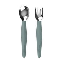 Everyday Baby - Pack De 2 Cubiertos Metálicos Verde Oscuro