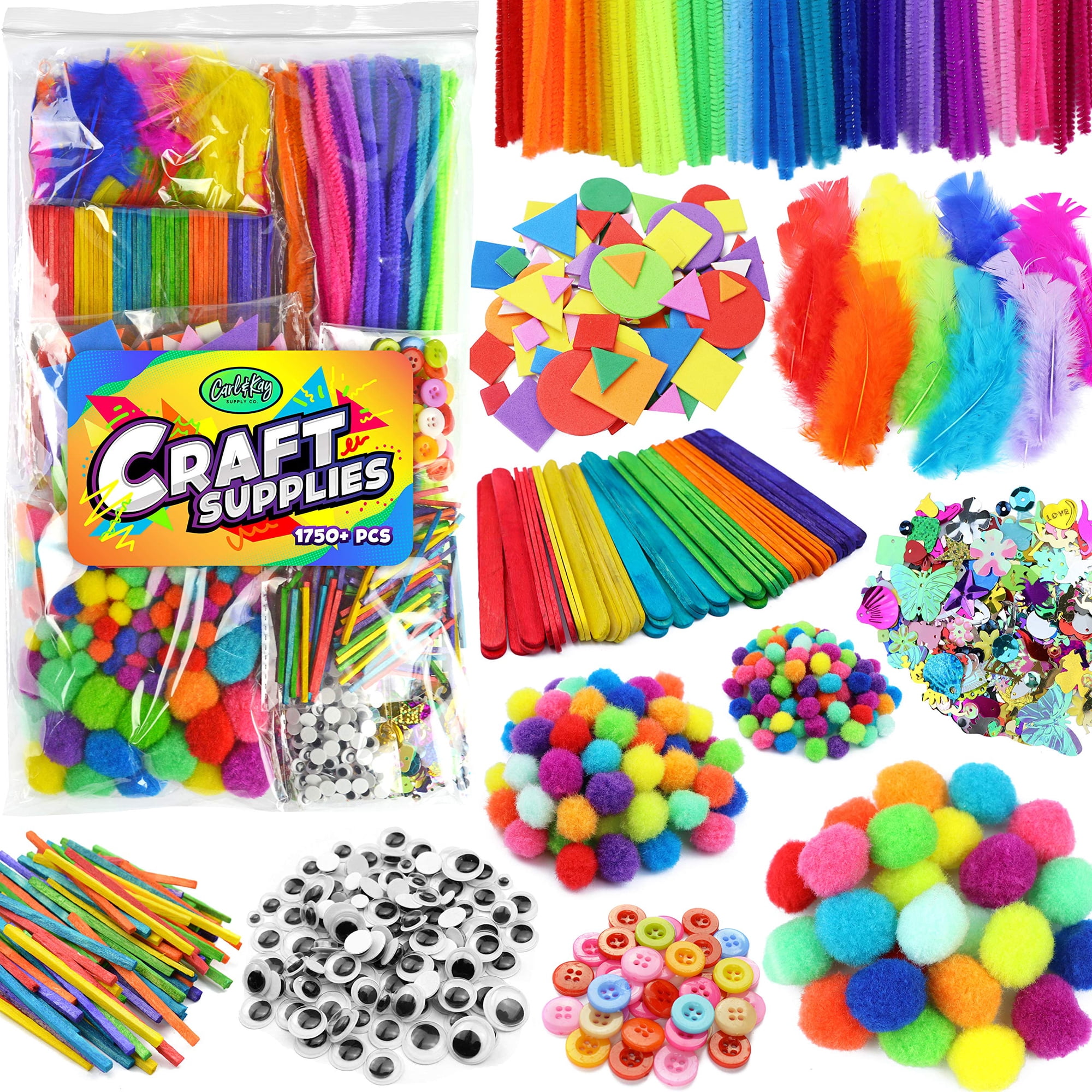 Carl Kay Supply Co - Kit De Suministros De Manualidades Para Niños Carl Kay Con Más De 1750 Piezas