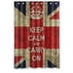 thumbnail image 1 of Cortina de ducha con la bandera de Union Jack "Keep Calm And Carry On" con ganchos, tamaño 48 x 72 pulgadas, 1 of 3