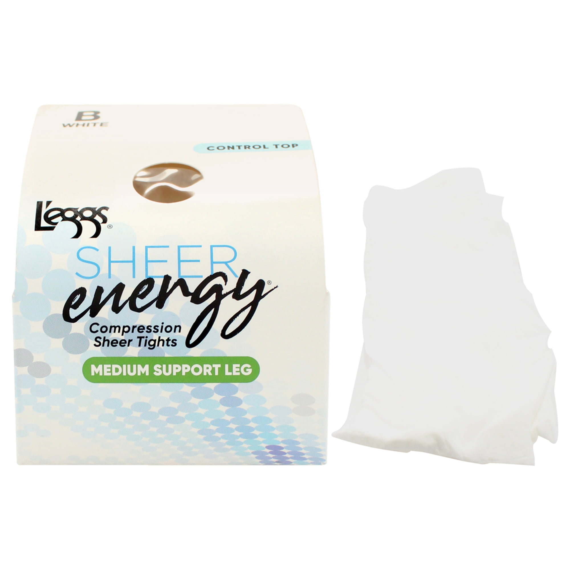 Medias De Compresión Sheer Energy De Sujeción Media - Lse100 Blancas De Leggs Para Mujer - 1 Par De Pantimedias (b)