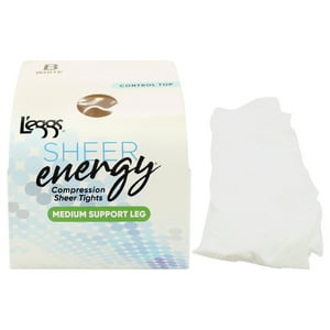 Medias De Compresión Sheer Energy De Sujeción Media - Lse100 Blancas De Leggs Para Mujer - 1 Par De Pantimedias (B)