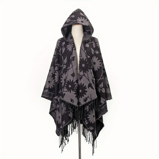 Cozy & Stylish Oversized Geometric Print Blanket Shawl with Tassel Wrap - Perfect for Outdoor Wind Protection!