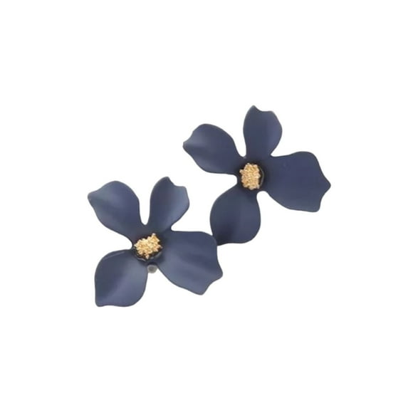 Aros Pendientes Diseño Flor Color Azul
