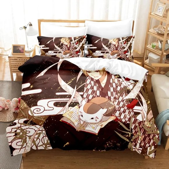 Anime Natsume Book of Friends Nyanko Bedding Set Boys Girls Duvet Cover Pillowcase Bed Kids Adult