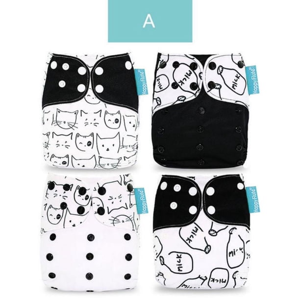 Happyflute 4pcs/set Washable Eco-friendly Baby Cloth Diaper,Ecological Adjustable Nappy Reusable Diaper Fit 0-2 Year 3-15kg/6.6lb-33.1lb