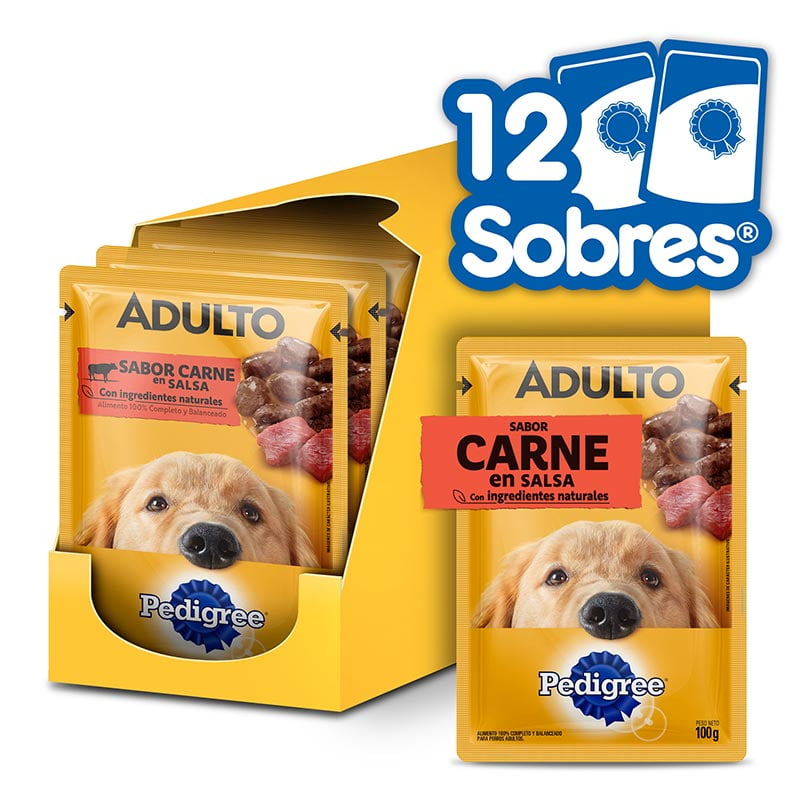 Pouch Pedigree Perro Adulto - Carne 12un x 100gr