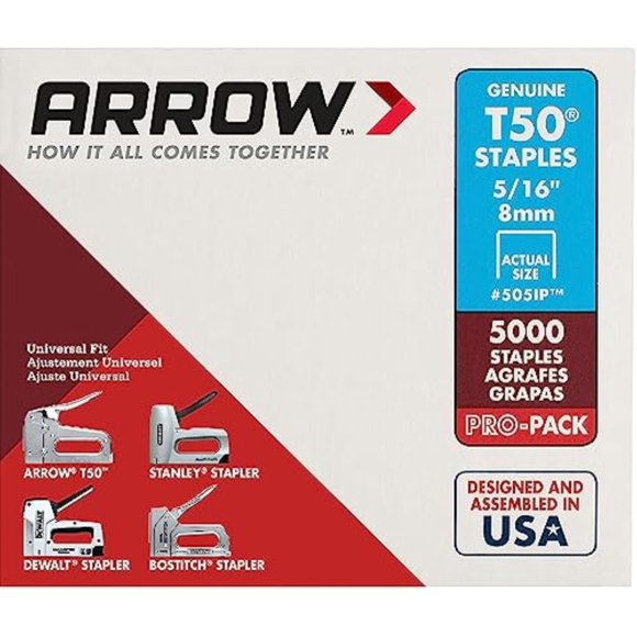Staples Arrow Fastener 505IP Heavy Duty T50 de 5/16 pulgadas, paquete de 5000
