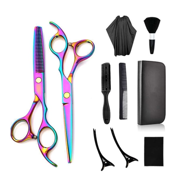 Juego de 10 tijeras de corte de pelo, kit profesional para peluquería, salón y hogar.